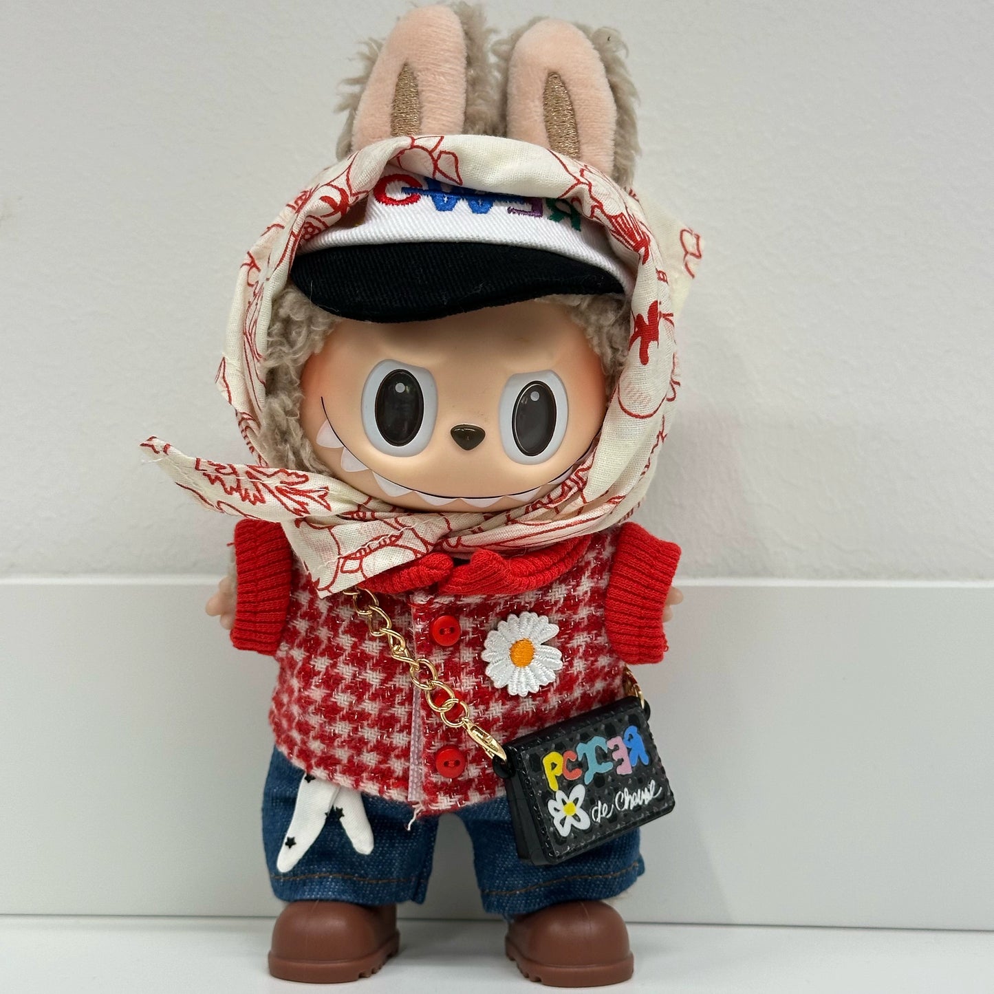 **Labubu x G-Dragon Replica Outfit | 17cm Vinyl Doll Clothes for Gen 1-3 (Including Sitting Style) - Front High-Energy Theme (Doll Not Included)**