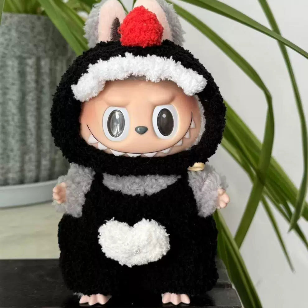 Labubu Vinyl & Plush Doll Clothing | 17cm Blind Box Charm & Cartoon Handmade Knitted Dinosaur Outfit Set