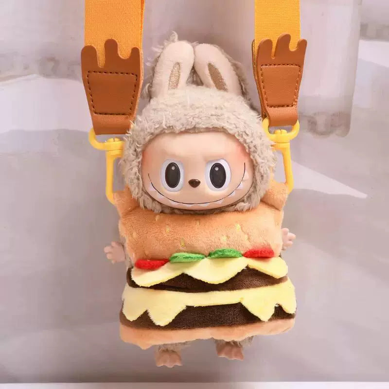 POP MART Labubu Doll Clothes - Hamburger Takeout Bag Outfit for 17cm Figures (No Doll Included) | Fast Food Costume