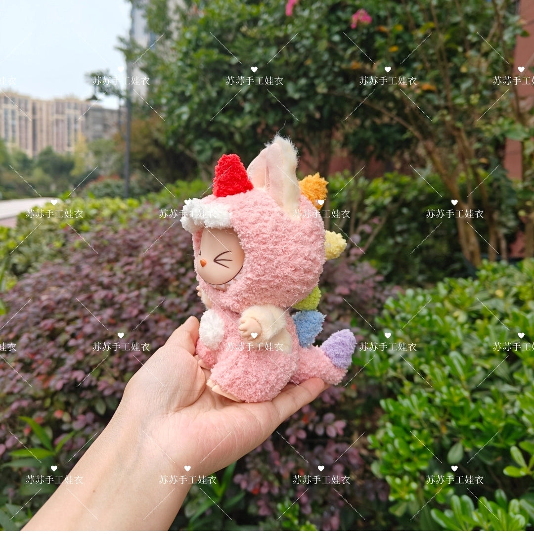 POP MART Labubu Hand-Knitted Dinosaur Outfit - Plush Vinyl Doll Clothes for Blind Box