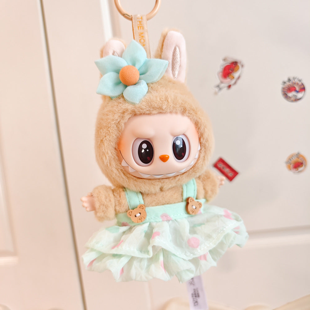 Handmade Labubu Dinosaur Outfit - Green Costume for Plush Keychain Vinyl Doll Clothes