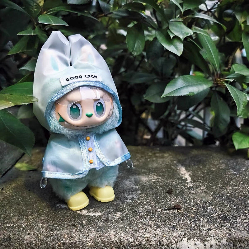 Labubu Doll Raincoat - Clear PVC Outfit Fits Gen1/2/3 (No Doll & Shoes)