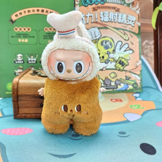 17cm Labubu Charm Clothes Only | Chicken Leg & Plaid Overalls Workwear Outfit Set for Plush Toy Dolls