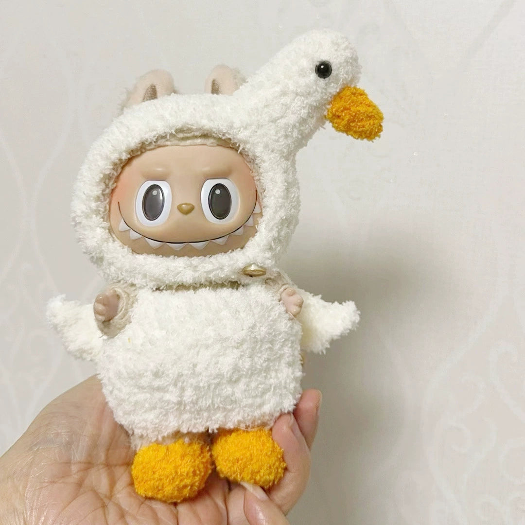 NEW Handmade 17cm Labubu Doll Clothes Set - Swan/Dinosaur Outfit for Vinyl dolls