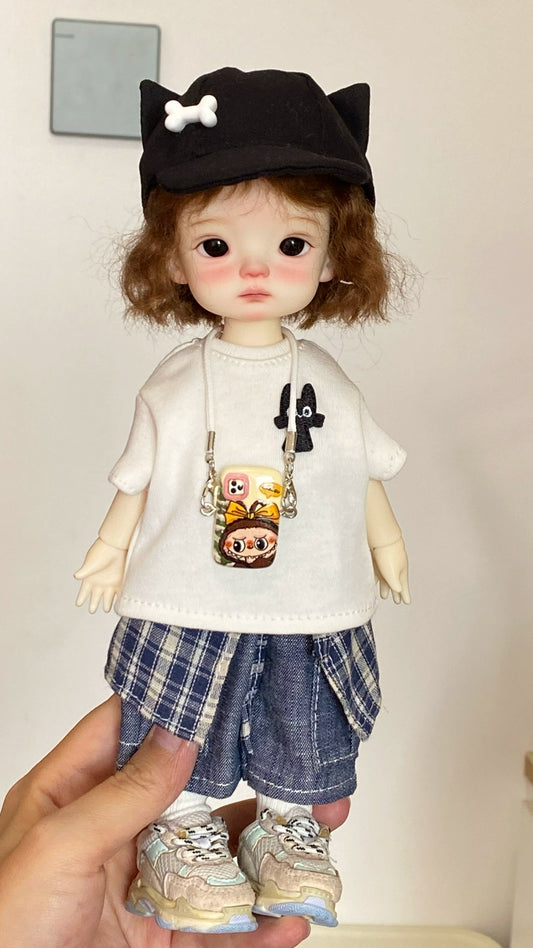 BJD Doll Blythe 1/6 Scale | Big Fish & Small 6 Mini Neck-Hanging Mobile Game Console | Photography Accessories