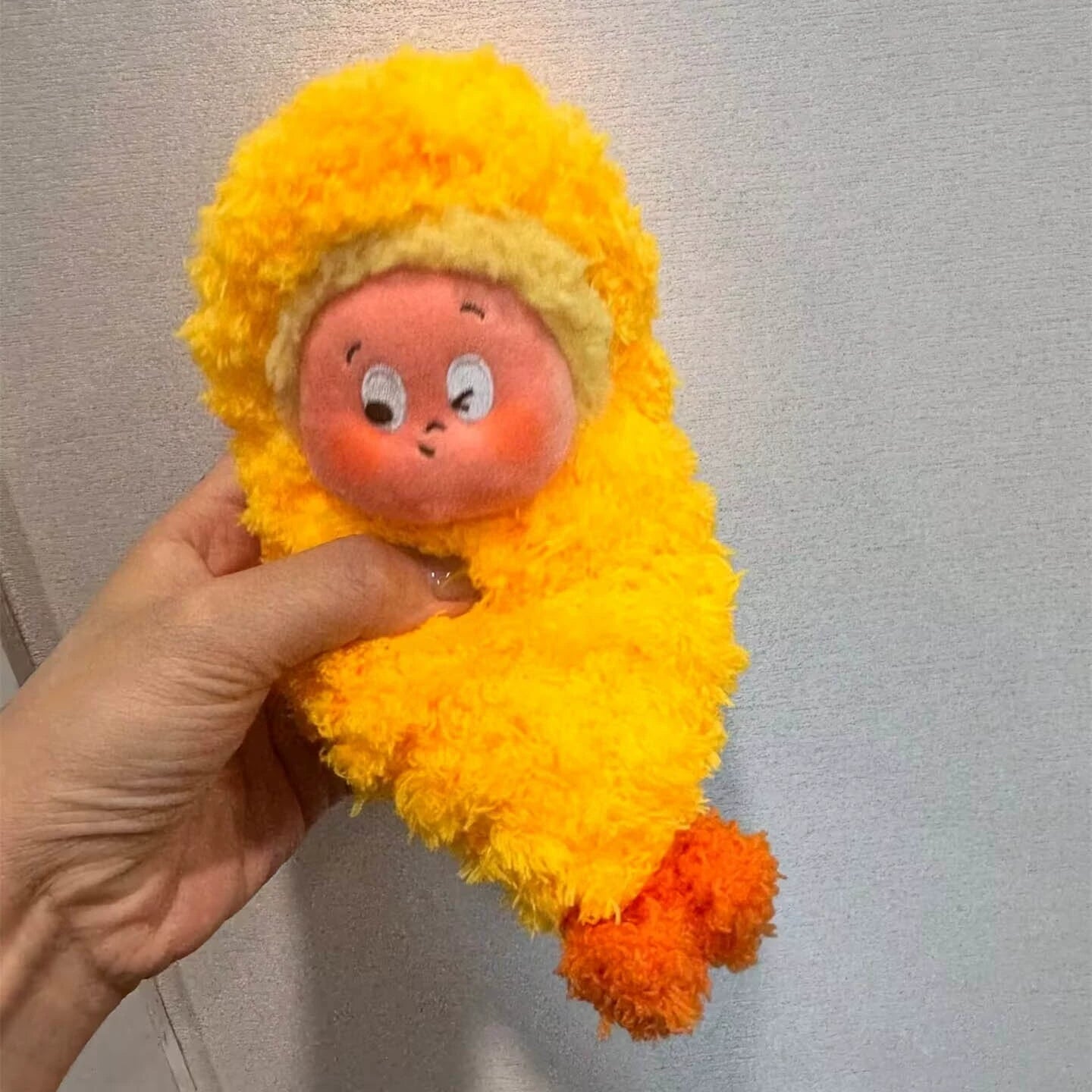 10cm Plush Keychain Outfit - Cute Fried Shrimp Costume for Blind Box Dolls