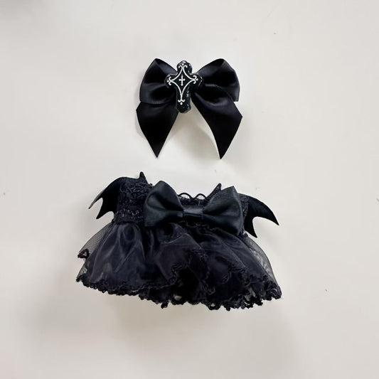 15-17cm Labubu Black Angel Dress | Replacement Outfit for Keychain Charm Dolls | Fits Macaron Series Doll Clothes