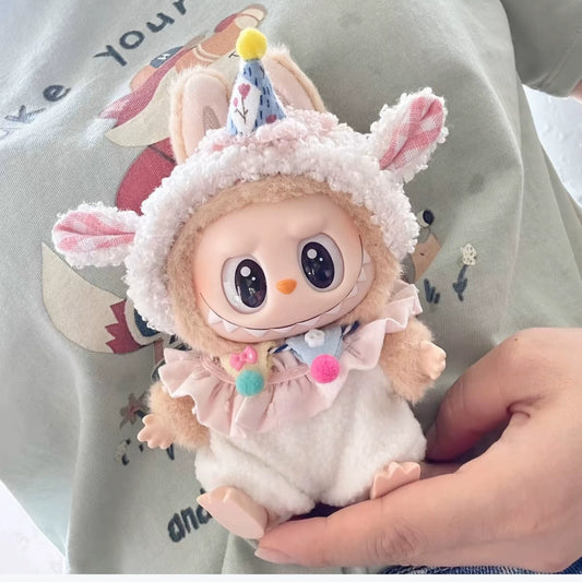 Labubu Gen 1 & 2 Doll Clothes: Sitting Party Series Overalls Set for Blind Box Charms (Clothes Only)