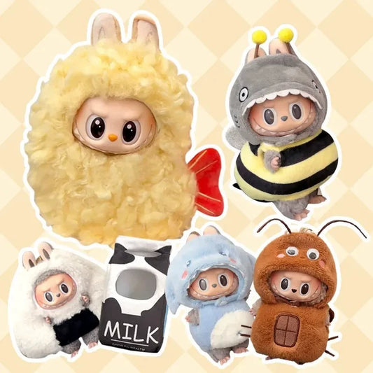 Labubu Fried Shrimp Costume - Shrimp-shaped Outfit for 17cm Gen1-3 Vinyl Dolls