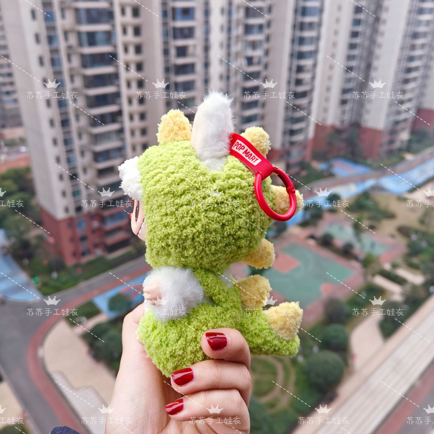 POP MART Labubu Hand-Knitted Dinosaur Outfit - Plush Vinyl Doll Clothes for Blind Box