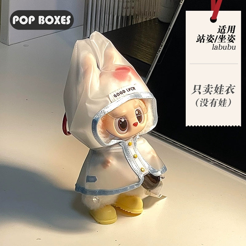 17cm Labubu Transparent Raincoat | Doll Clothes | Without Shoes