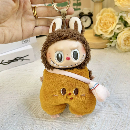 POP MART Labubu 17cm Doll Clothes - Cute Bear Bread Costume Set w/Keychain (No Doll Included) | Vinyl Figure Outfit