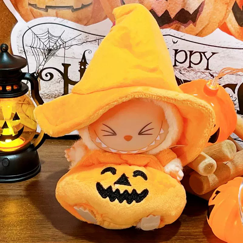 Labubu Series 1/2 Halloween Outfit - Pumpkin Costume for Keychain Doll Clothes Change