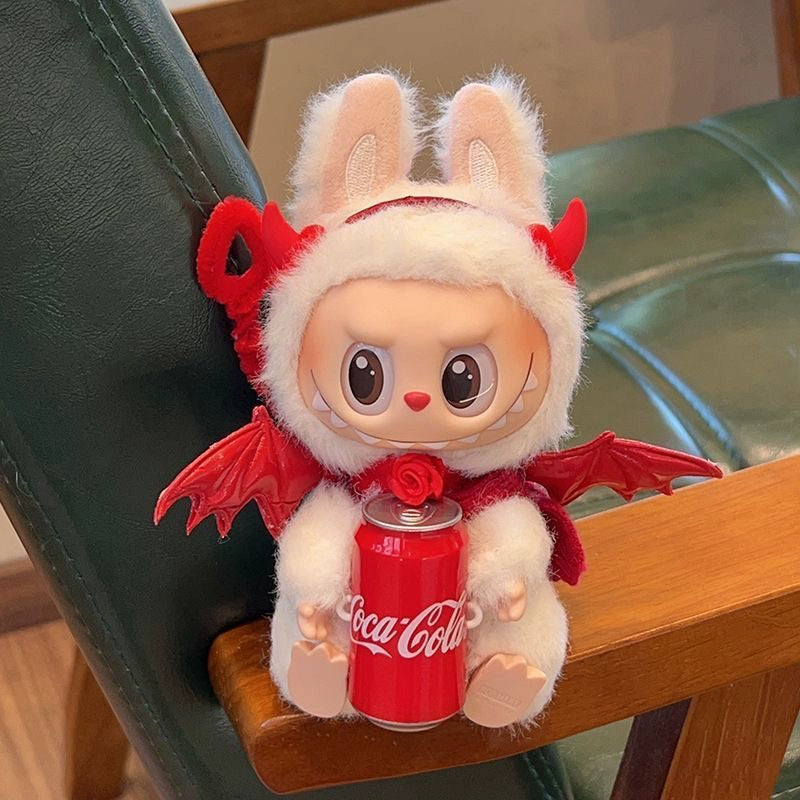 Labubu Coca-Cola Devil Outfit - Red Costume w/ Wings & Tail for Vinyl Blind Box Doll