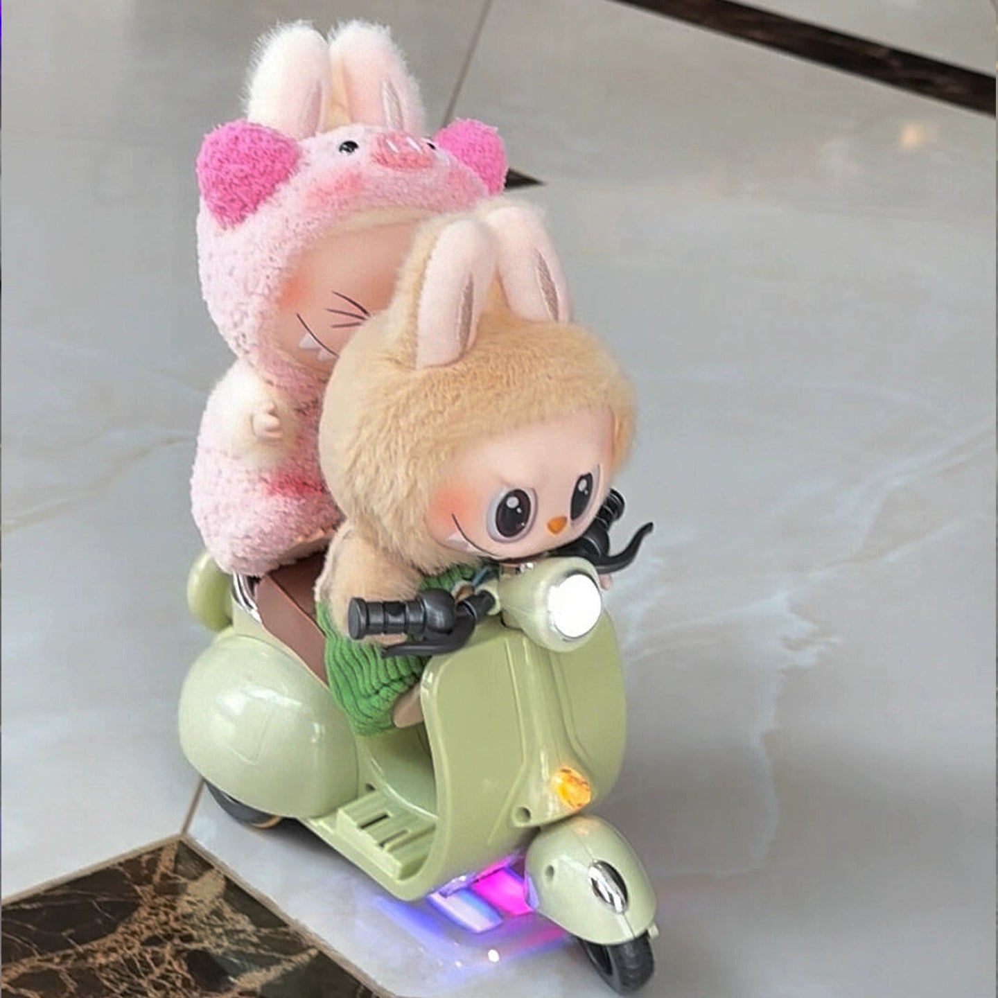 Doll Accessories - Rideable Motorcycle Set with Screwdriver - Detachable Battery(Battery Not Included), Doll Moto Car for Labubu Accessories