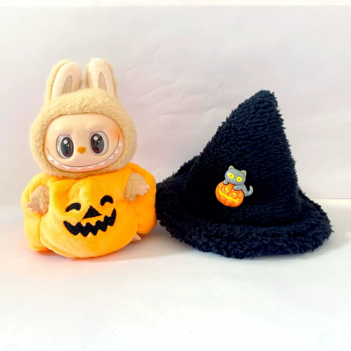 Labubu Halloween Costume Set - 17cm Pumpkin Dress & Witch Hat for Gen1-3 Dolls