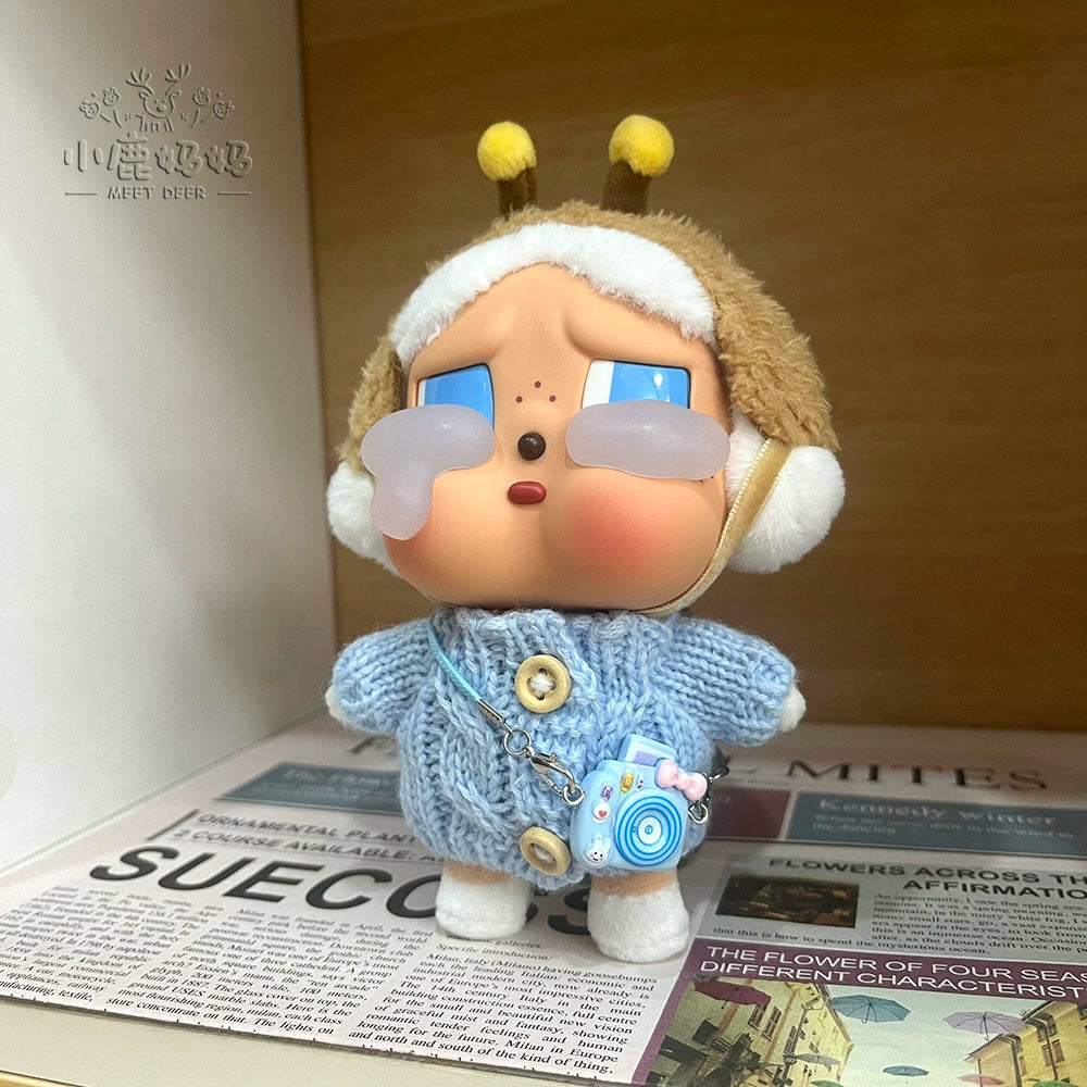 CRYBABY Tears Factory Knit Set - Blue Teddy Bear Sweater for 10cm Vinyl Dolls