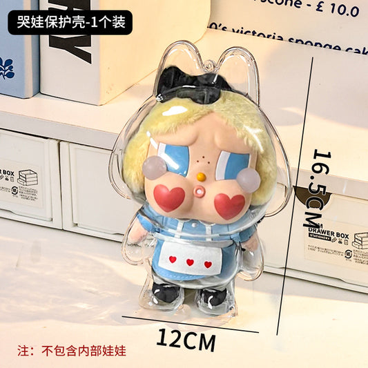 POP MART LABUBU & CRY BABY Dust Cover - Clear Vinyl Face Shield for Display Case & Doll Protection