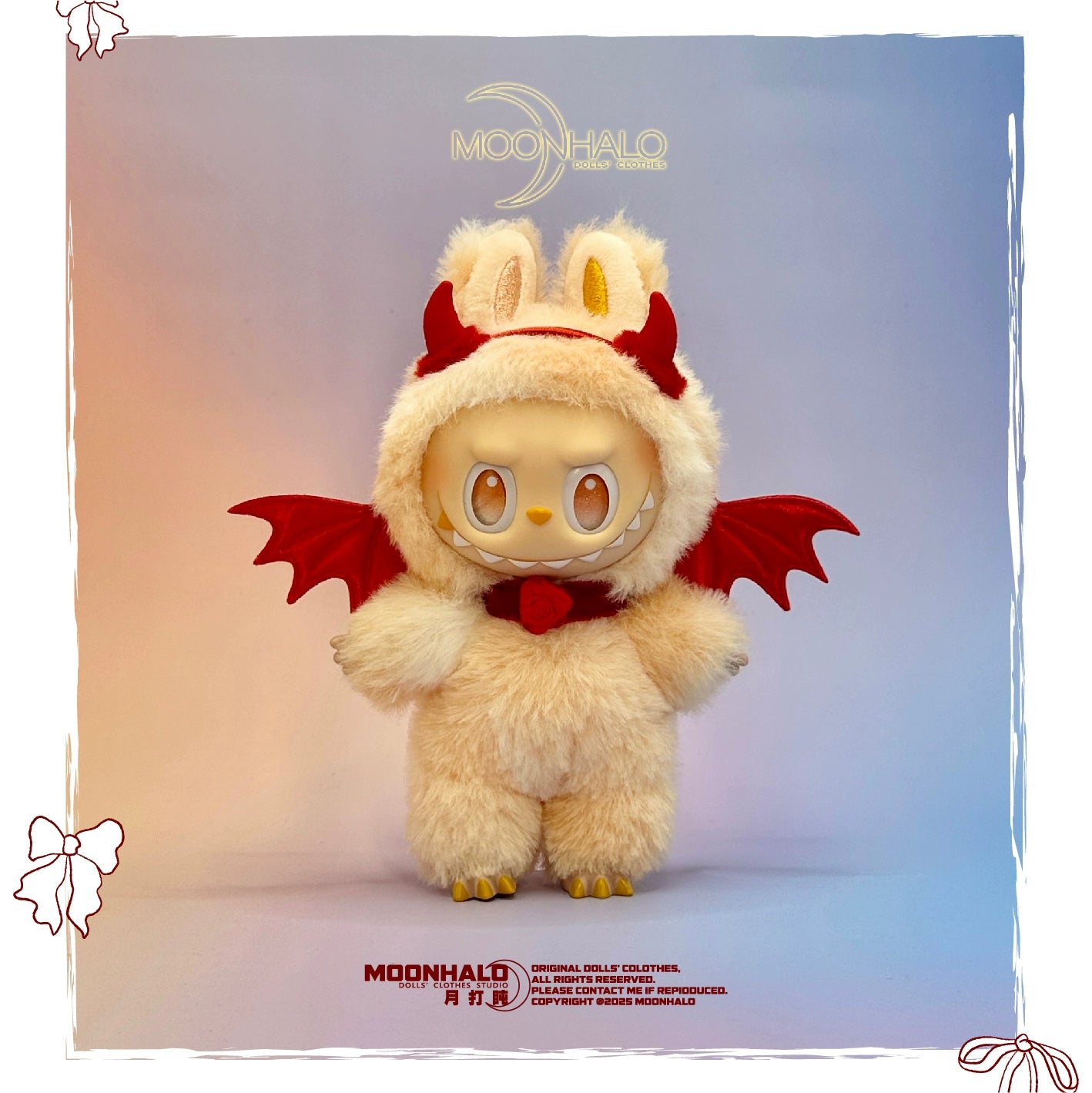 17cm Labubu Halloween Trick-or-Treat Red Devil Outfit Set | Wings, Tail & Horns Included