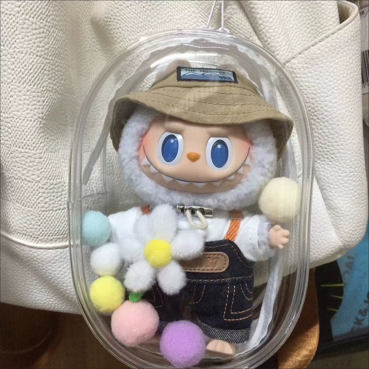 Labubu Vinyl Protective Cover & Cotton Doll Itabag | Sitting Party Series Doll Carrier for Outings