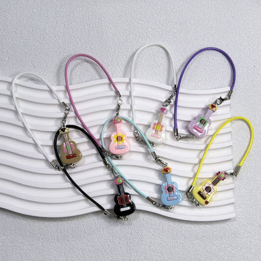 Dollhouse Miniature Small Guitar Model Pendant | Labubu Neck-Worn Cute Cartoon Doll Accessory
