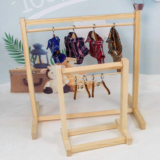 Wooden Hanger with Clothes Rack - Cotton Doll Display Stand with Assembly Accessories