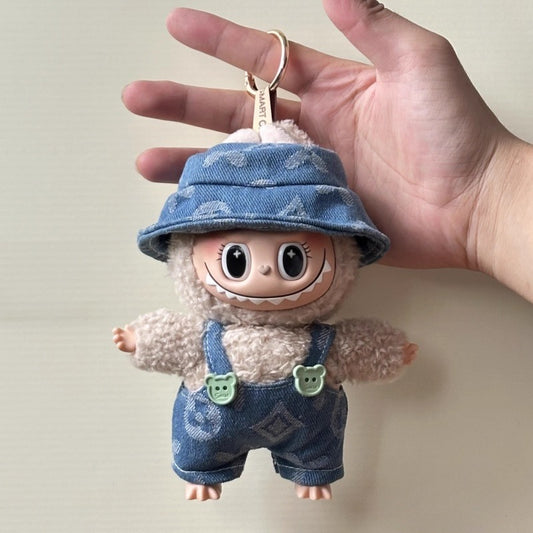 16cm Pop Mart Labubu x CRYBABY Clear Acrylic Charm | Dual-Material (Vinyl + Plush) with Detachable Strap | Couple Gift-Exclusive Custom Letter Pendant & Daisy Fragrance Accessory