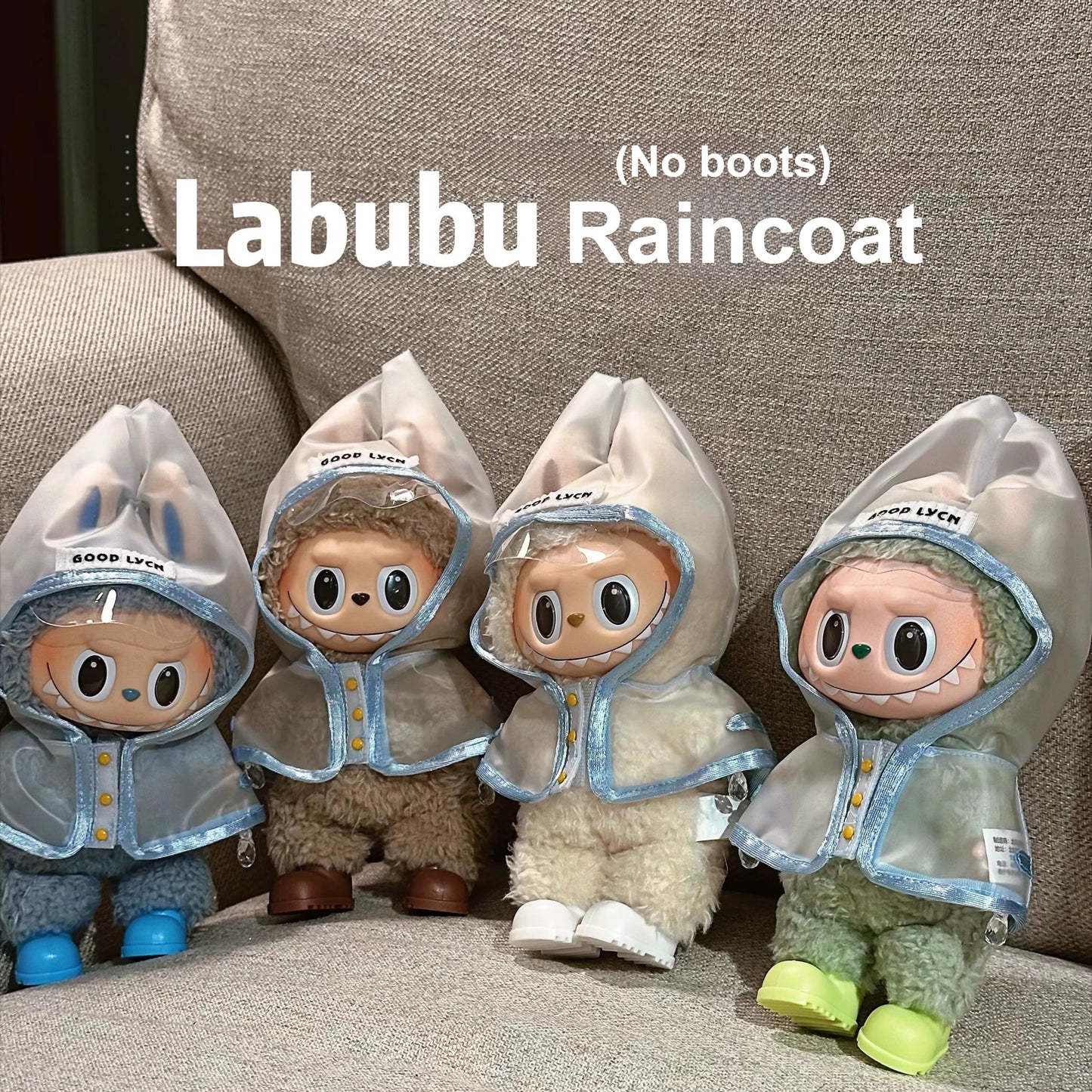 Labubu Raincoat Outfit Set - Waterproof Clothes for Keychain Doll Change (No Boots)