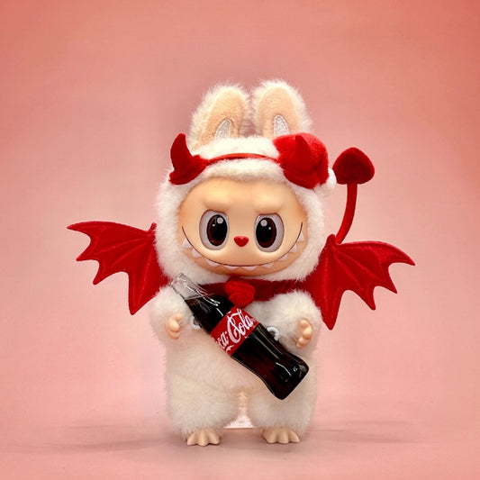 17cm Labubu Halloween Trick-or-Treat Red Devil Outfit Set | Wings, Tail & Horns Included