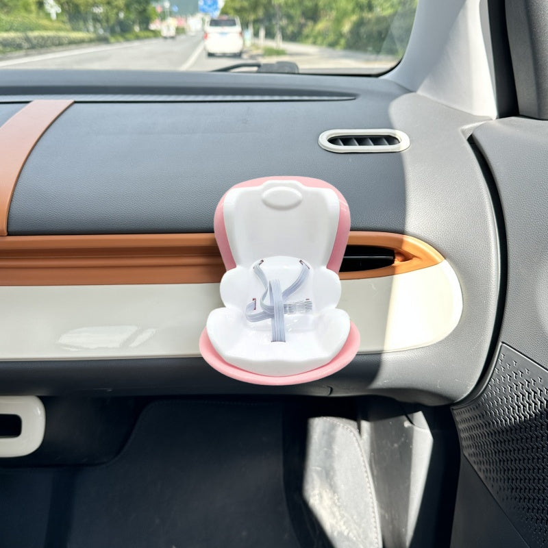 Labubu-Compatible Car Safety Seat, Dashboard Ornament & Air Vent Clip Set