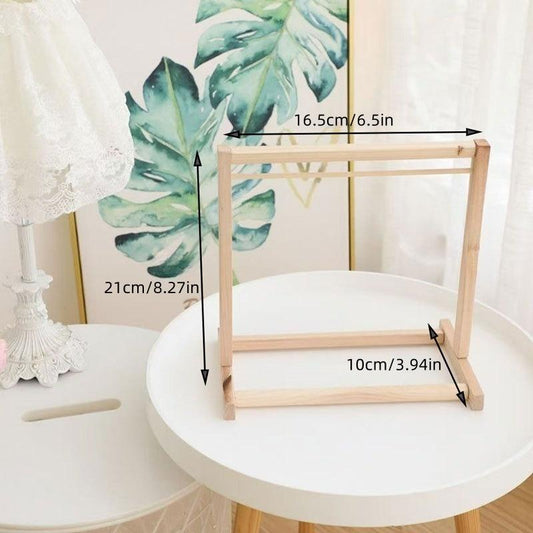 7-piece Set Doll Garment Rack with Wooden Clothes Hanger for LABUBU Clothes Mini Hangers Wardrobe Furniture Accessories for 17Cm LABUBU Plush Doll (Wood)