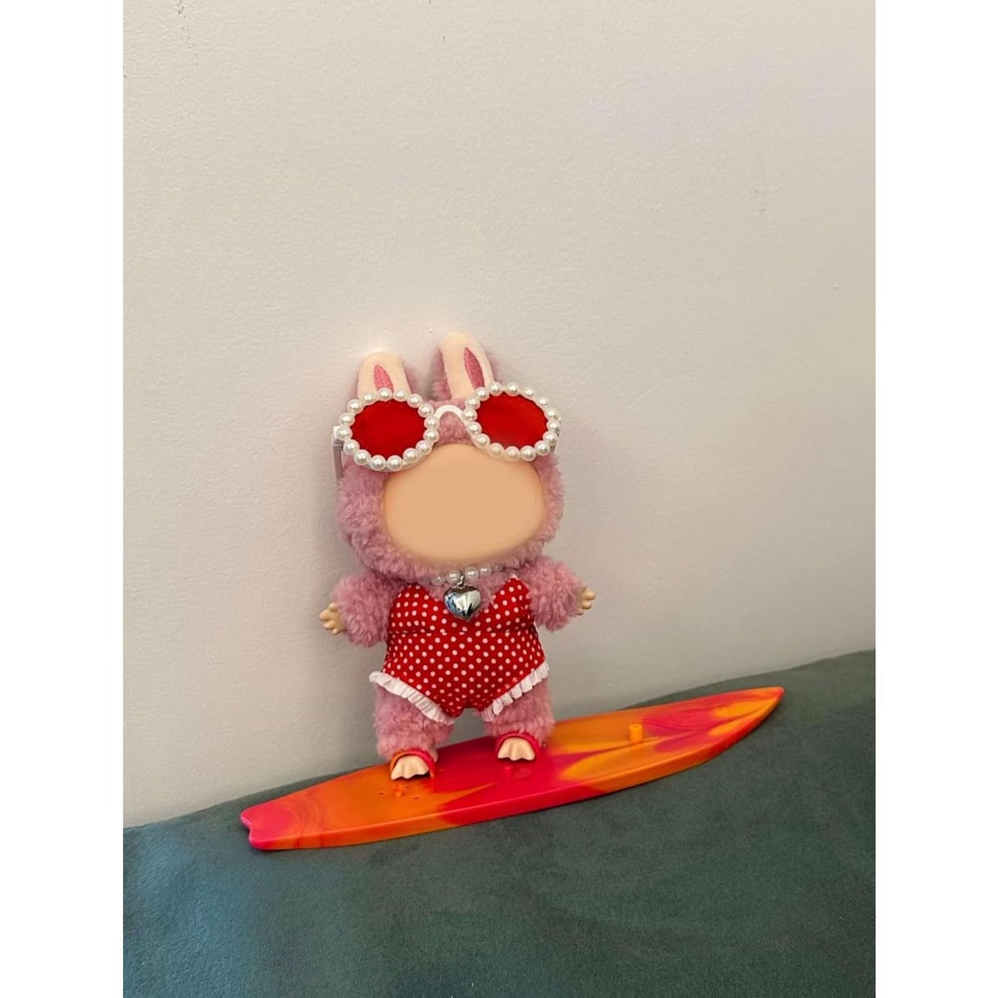 LABUBU Doll's Dress Up Clothes (No Doll) - Bikini Outfit for 17cm (6.7'') Labubu, Cute Exquisite Accessories for Doll Collection, Stylish Doll Clothing (Green Swim)