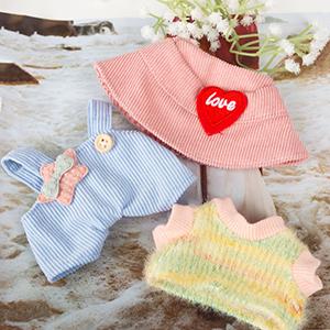 Cute Clothes Set for LABUBU – Chic Style Doll Outfit with Light Blue Romper, and Pink Hat – Kawaii Doll Clothes Accessories for Collectors & Fans