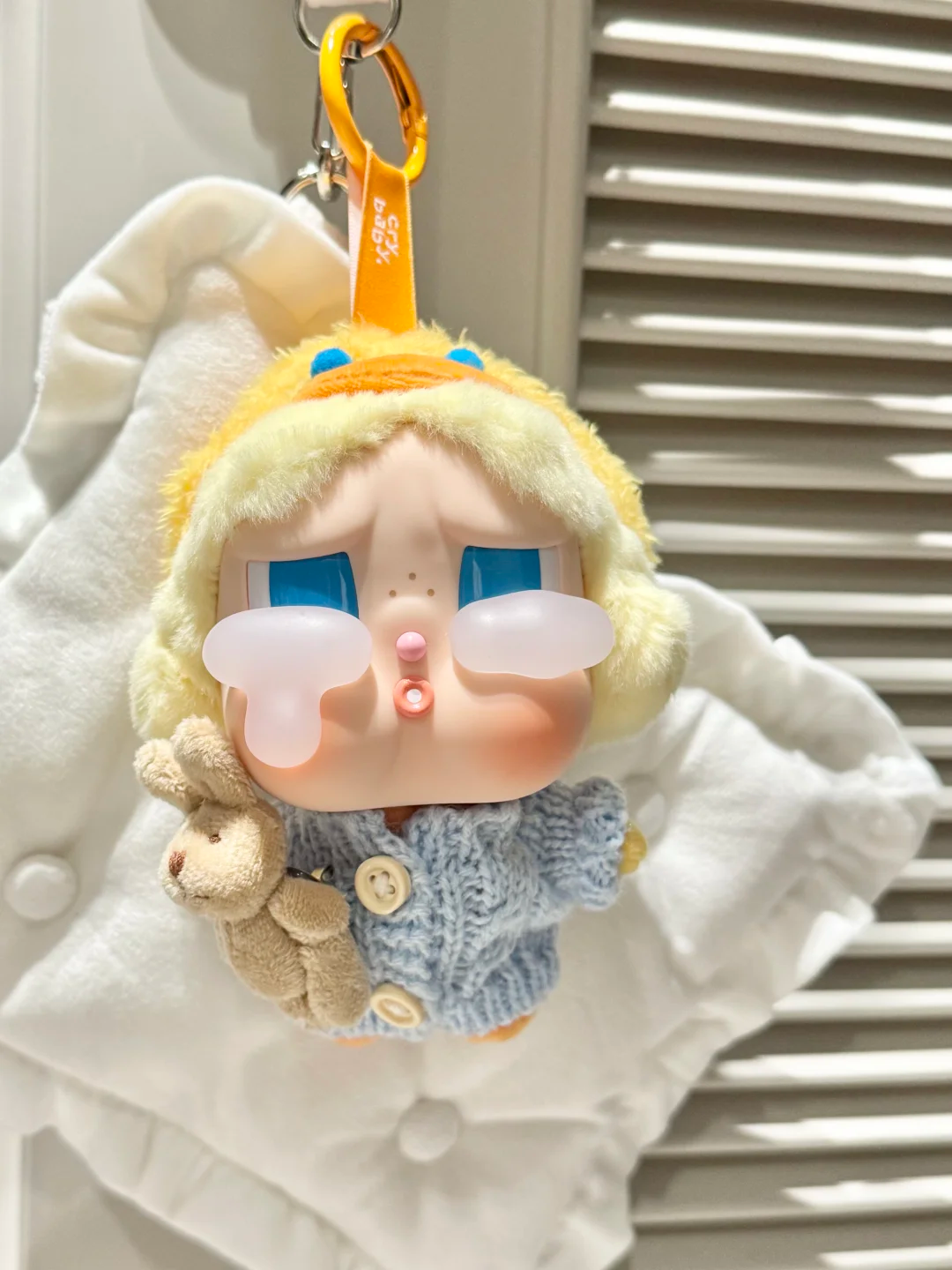 CRYBABY Tears Factory Knit Set - Blue Teddy Bear Sweater for 10cm Vinyl Dolls