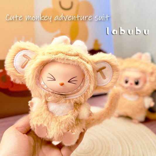 Cute Monkey Clothes for 9-Toothed Cartoon Series 17cm Dolls - Premium Collector's Adjustable Outfit Set, Fantasy Doll Clothing( (Not Include Doll)