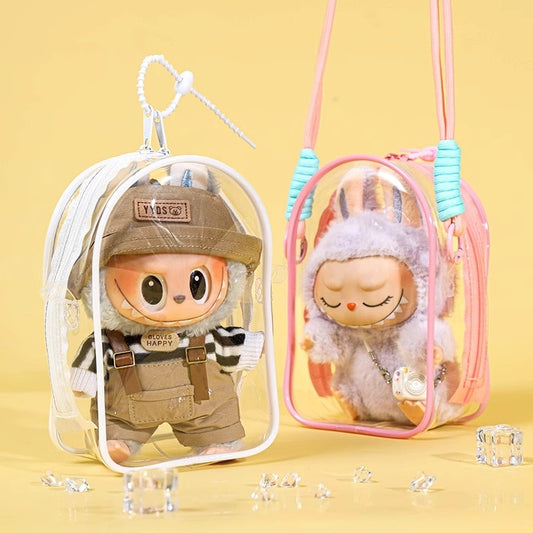 LABUBU Cotton Doll PVC Clear Itabag | Dustproof Carrier for Outings, Display & Charm Storage