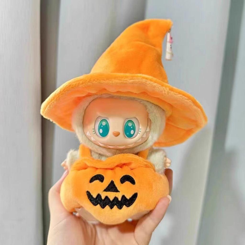 Halloween Pumpkin Costume for Labubu Vinyl Doll – Cute & Removable Outfit