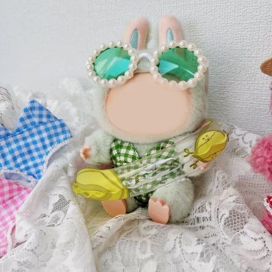 LABUBU Doll's Dress Up Clothes (No Doll) - Bikini Outfit for 17cm (6.7'') Labubu, Cute Exquisite Accessories for Doll Collection, Stylish Doll Clothing (Green Swim)