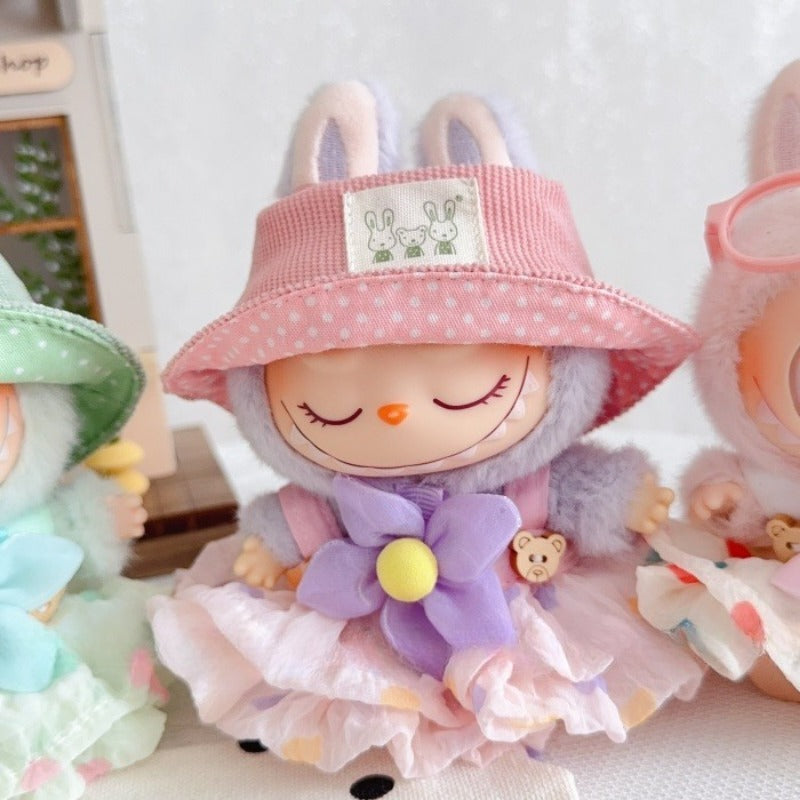 Labubu Summer Pastel Dress Set - Mint Green Tulle Skirt & Bonnet for Have a Seat Series