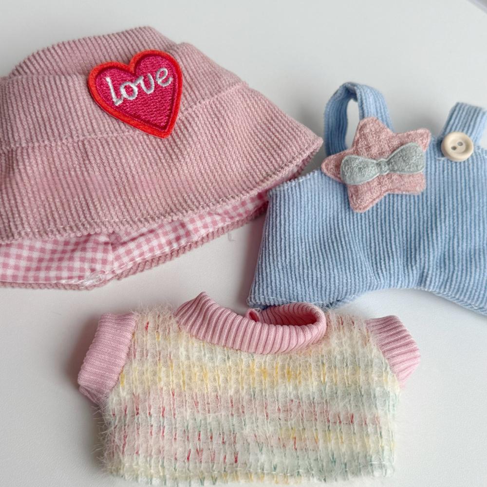 17cm Pop Mart Labubu Little Star Set | Heart Hat + T-Shirt + Overalls | Vinyl/Plush-Compatible Clothes Only