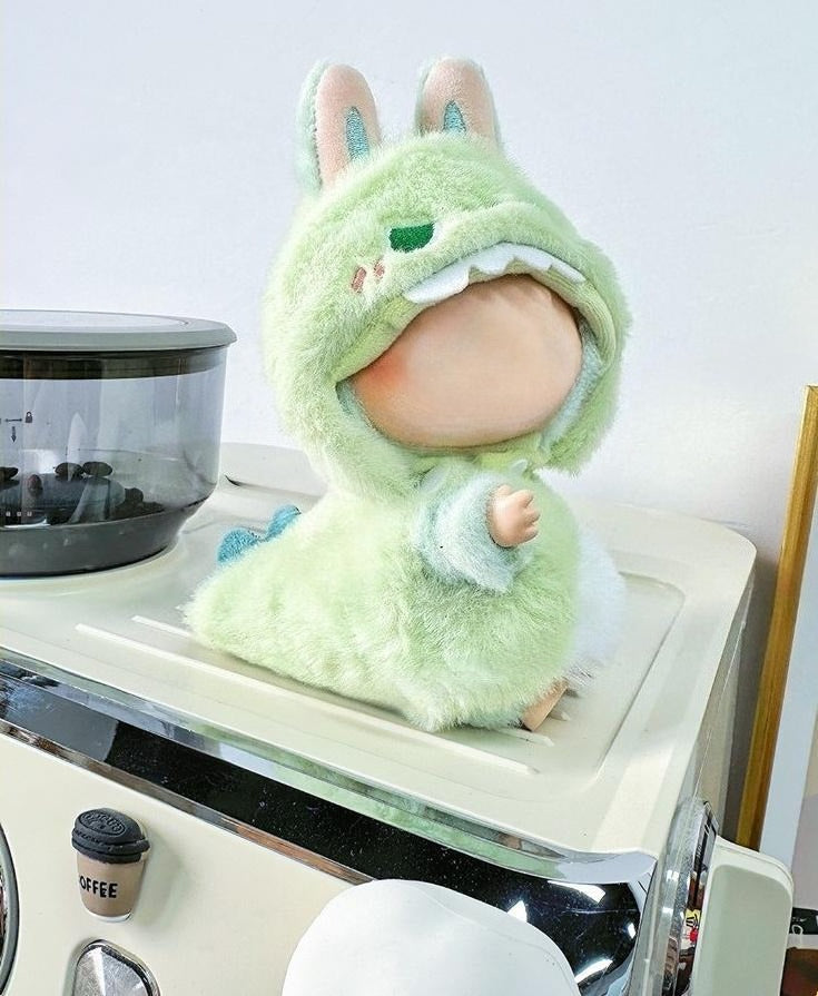 Labubu Green Dinosaur Outfit - Vinyl Doll Costume for Cute Prehistoric Style