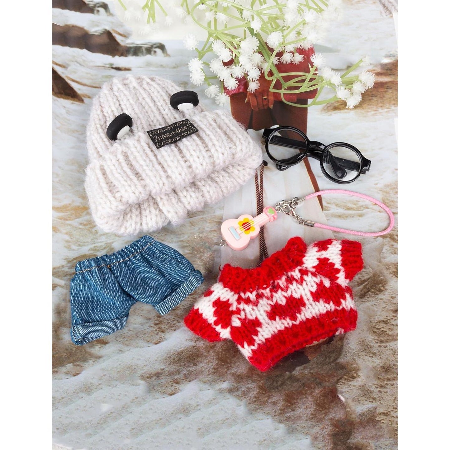 Cute Clothes Set for LABUBU – Chic Style Doll Outfit with Light Blue Romper, and Pink Hat – Kawaii Doll Clothes Accessories for Collectors & Fans