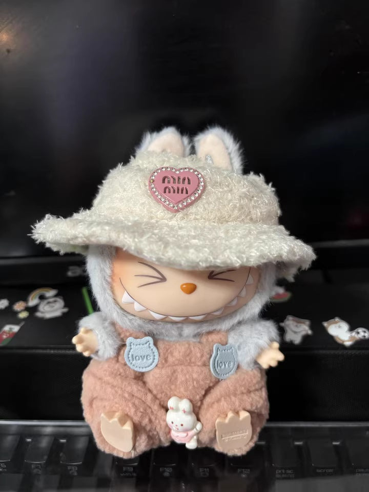 Labubu Outfit - Cute Pink Rabbit Clothes for Blind Box Plush Vinyl Keychain Doll