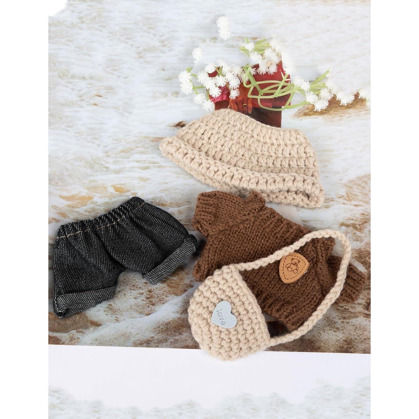 Cute Clothes Set for LABUBU – Chic Style Doll Outfit with Light Blue Romper, and Pink Hat – Kawaii Doll Clothes Accessories for Collectors & Fans