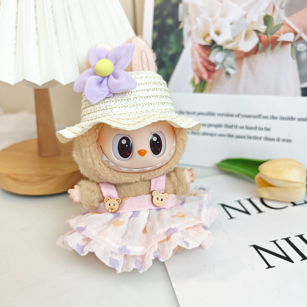 4-piece Set Doll Clothes & Outfits for LABUBU, Premium Fashion Dresses with Accessories for 17cm/6.7" Plush Doll - Premium Collector's Gift Ready for Display, Play and Collection