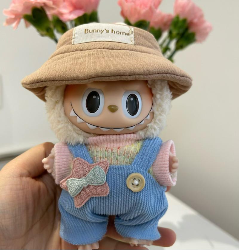 Labubu Vinyl Doll Clothes - Overalls & Dress Outfit for Keychain Figure Change Costume