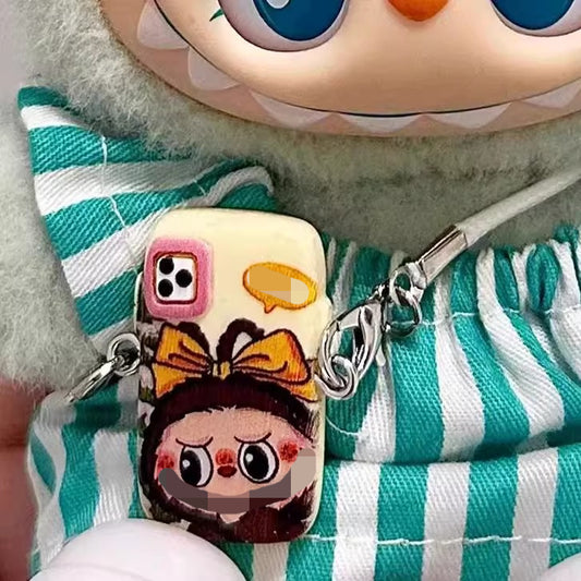 Mini LABUBU Phone Strap - Kawaii Vinyl Toy Pendant for Keychains & Bags