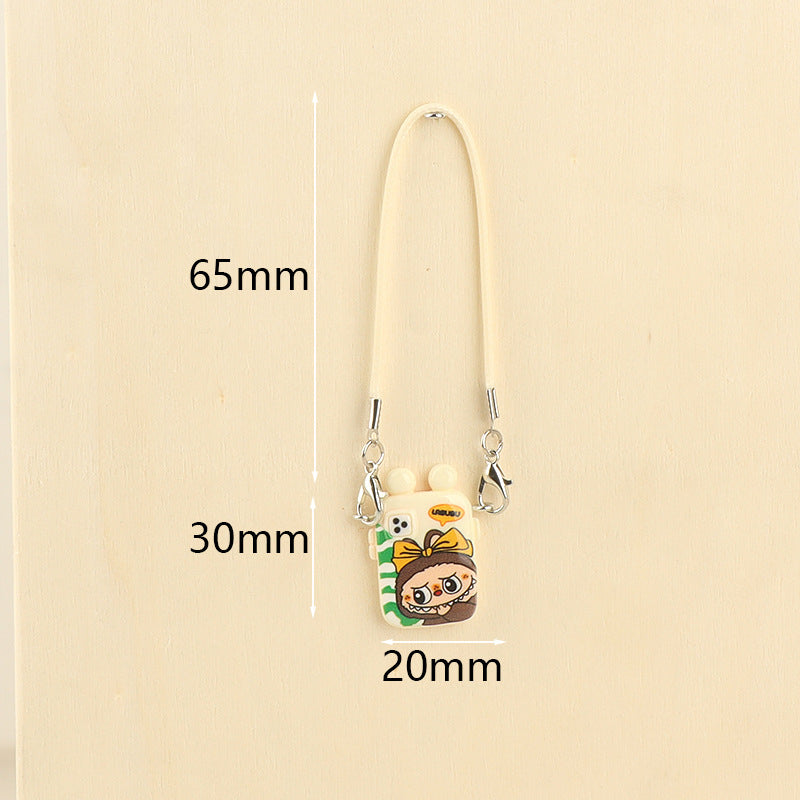 Labubu Mini Phone Charm - Kawaii Vinyl Pendant for Keychains