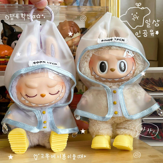 Labubu Gen 1-3 Compatible Raincoat & Rain Poncho Accessories | Vinyl Blind Box Doll Clothing & Charms