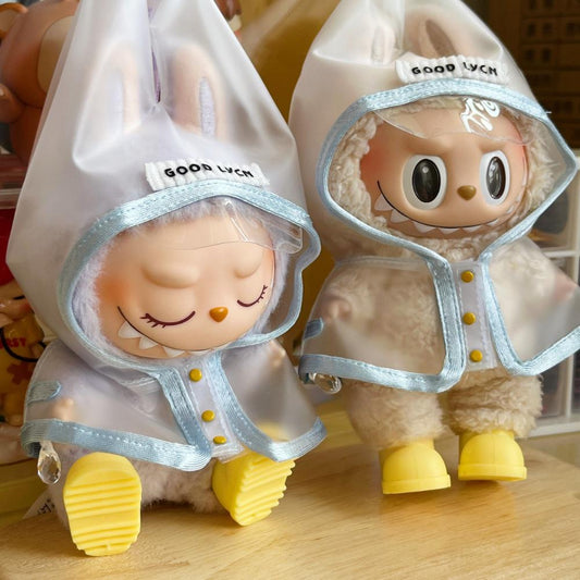 Labubu Gen 1-3 Compatible Raincoat & Rain Poncho Accessories | Vinyl Blind Box Doll Clothing & Charms